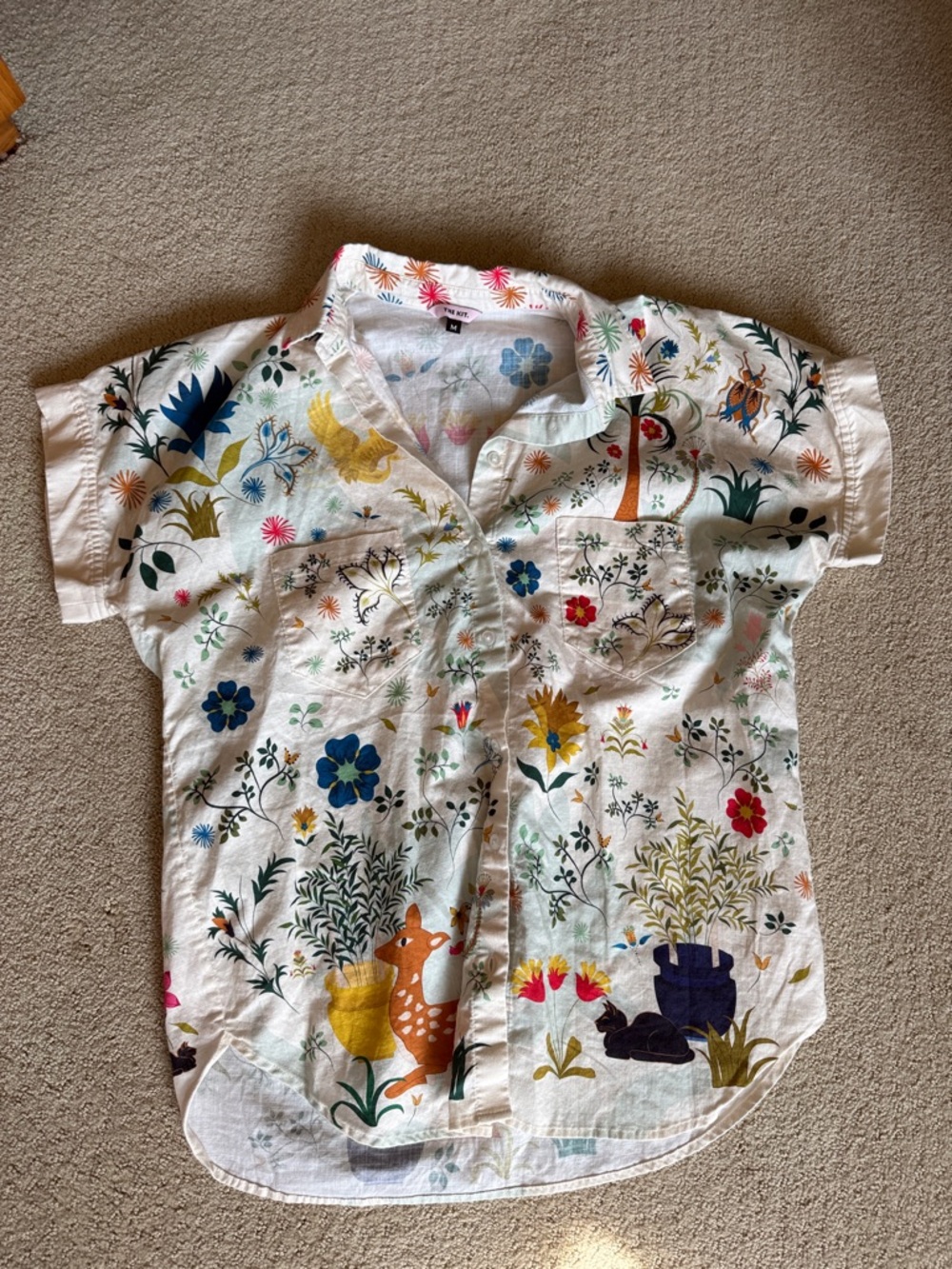 The Kit Floral & Animal Print Short-Sleeve Shirt - White Multi